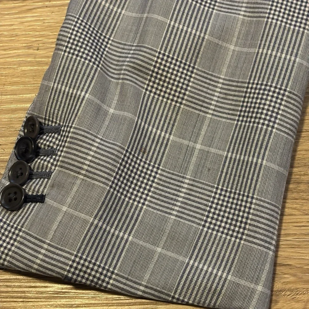 Ermenegildo‎ Zegna Blazer Mens 43L Trofeo 600 Gray Glen Plaid Wool Silk Lining